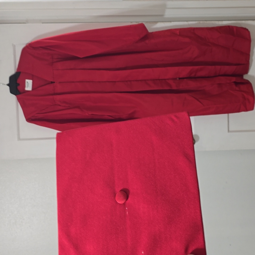 Red Graduation Cap and Gown - Picture 2 of 3